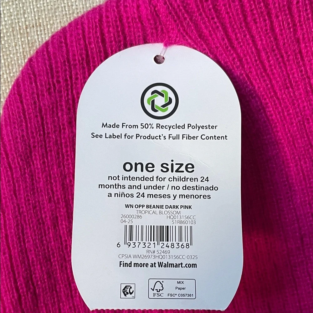Wonder Nation Ribbed Knit Beanie-Pink